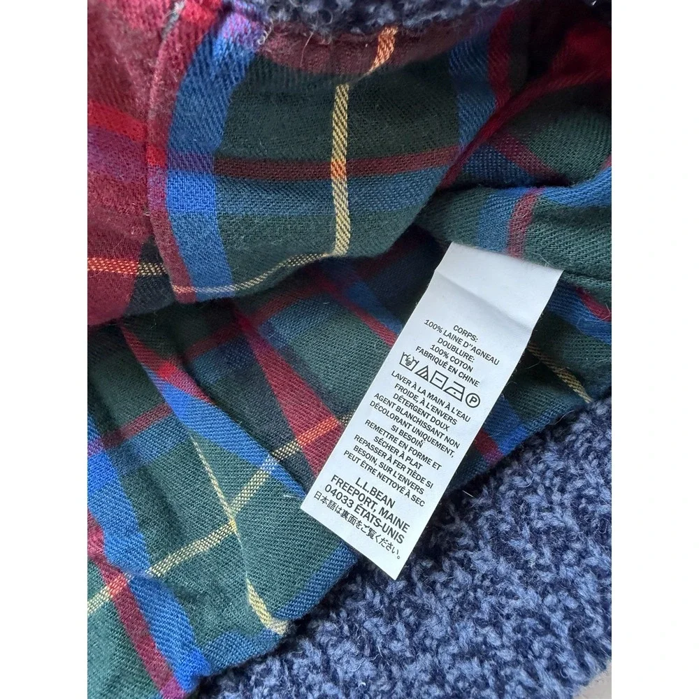 LL Bean Lambs Wool Flannel Lined Sweater Mens Size XXL Tall Full Zip Blue